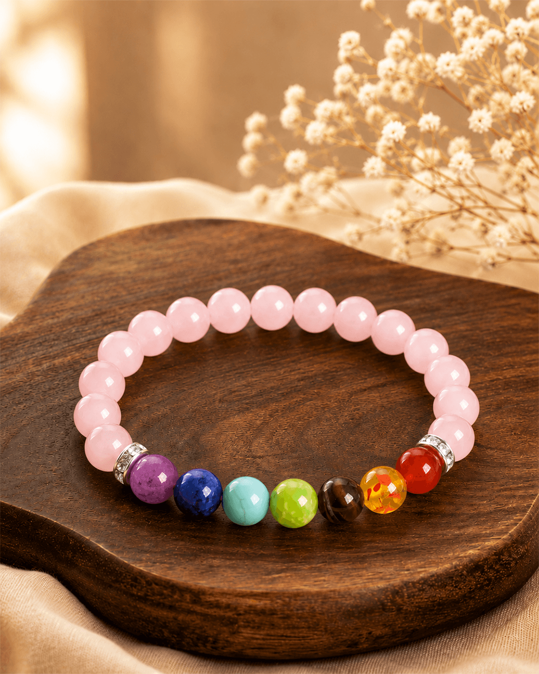 Rose Quartz & 7Chakra Bracelet